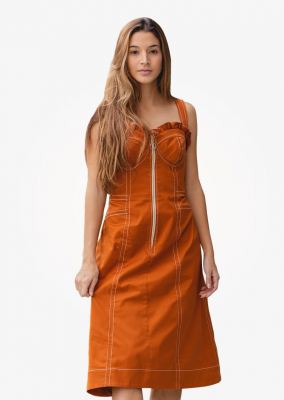 Vestido naranja en Algodón